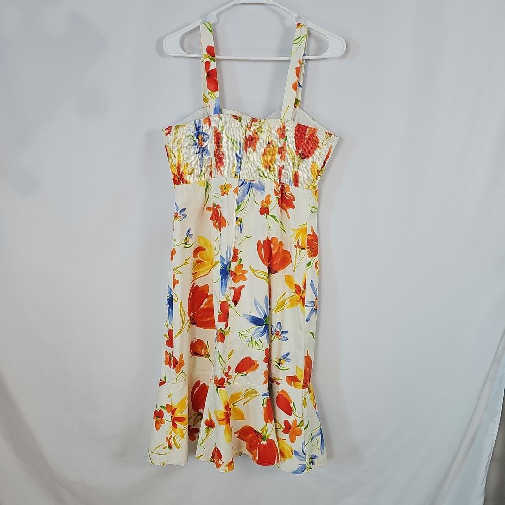 MADISON LEIGH Floral Sundress Ruffle Trumpet Hem Wide Strap Summer Wedding Sz M - Picture 5 of 8